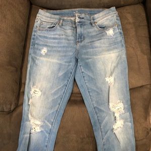Ripped light wash denim